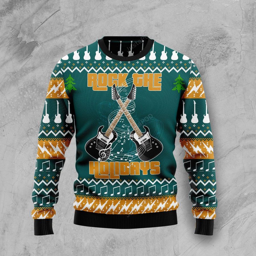 Guitar Rock The Holiday Ugly Christmas Sweater Ugly Sweater Christmas