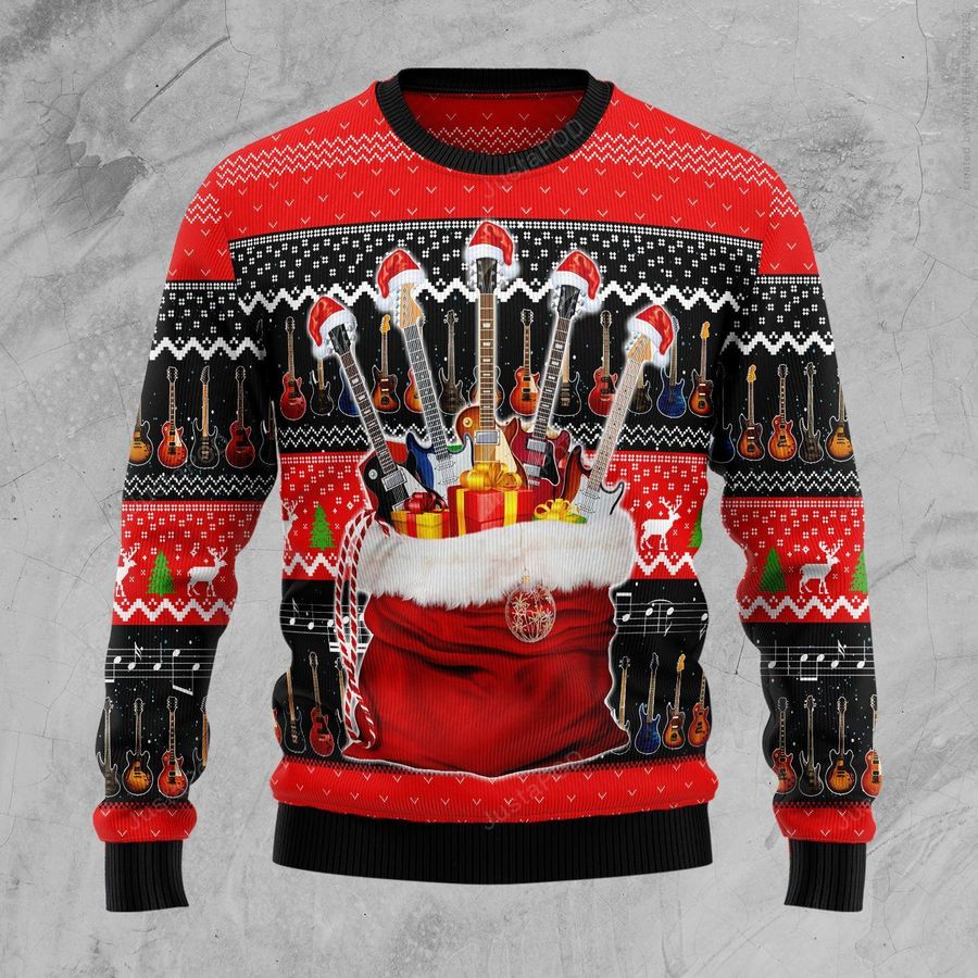 Guitar Xmas Ugly Christmas Sweater All Over Print Sweatshirt Ugly
