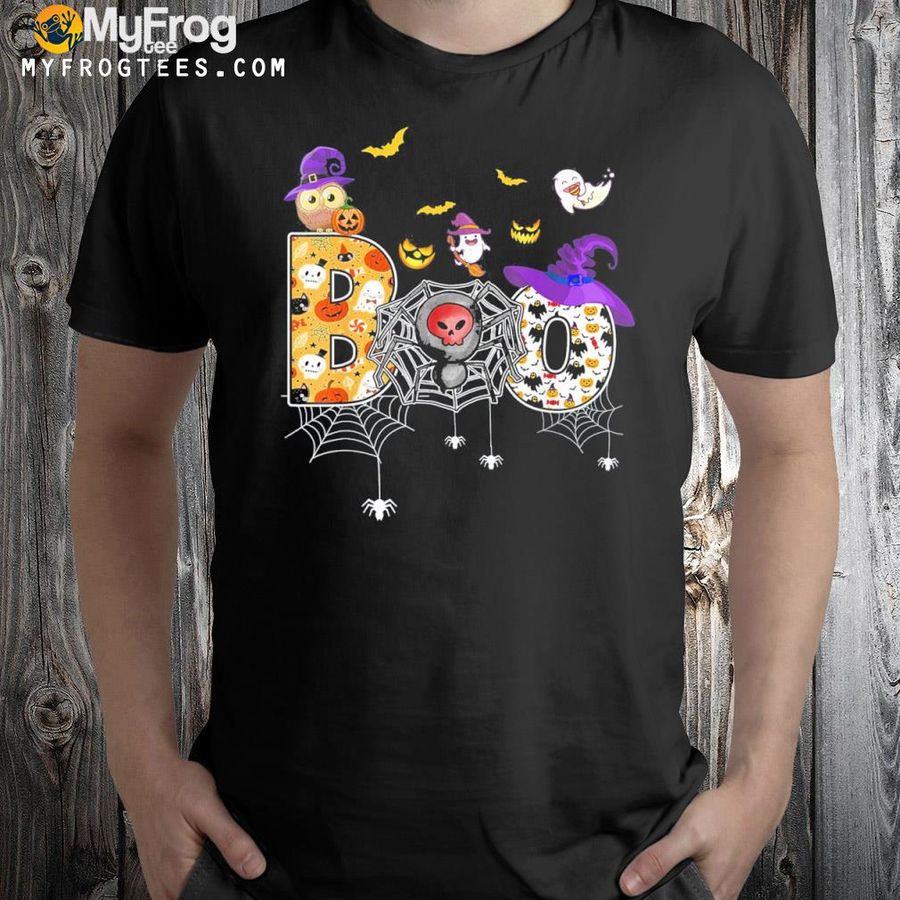 Halloween costume spooky boo owl witch hat spiders shirt