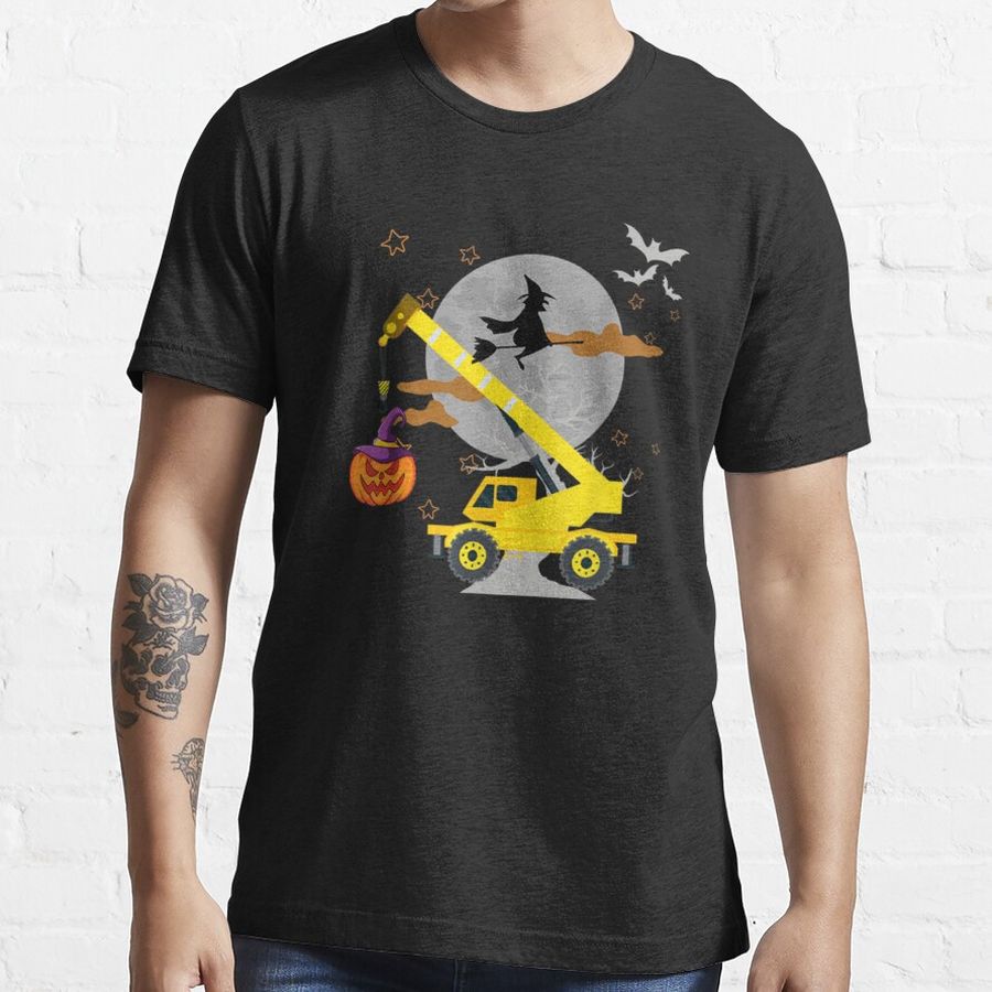 Halloween Crane Truck Construction Pumpkin Toddler Essential T-Shirt