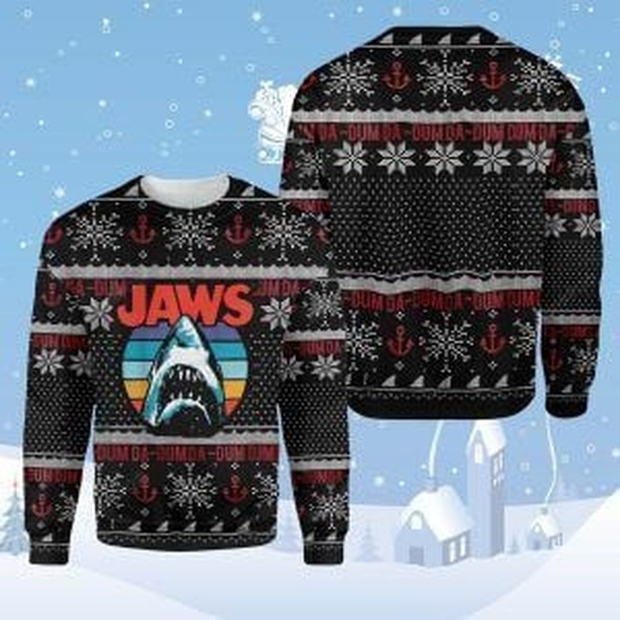 Halloween Horror Shark Jaws Ugly Sweater Ugly Sweater Christmas Sweaters