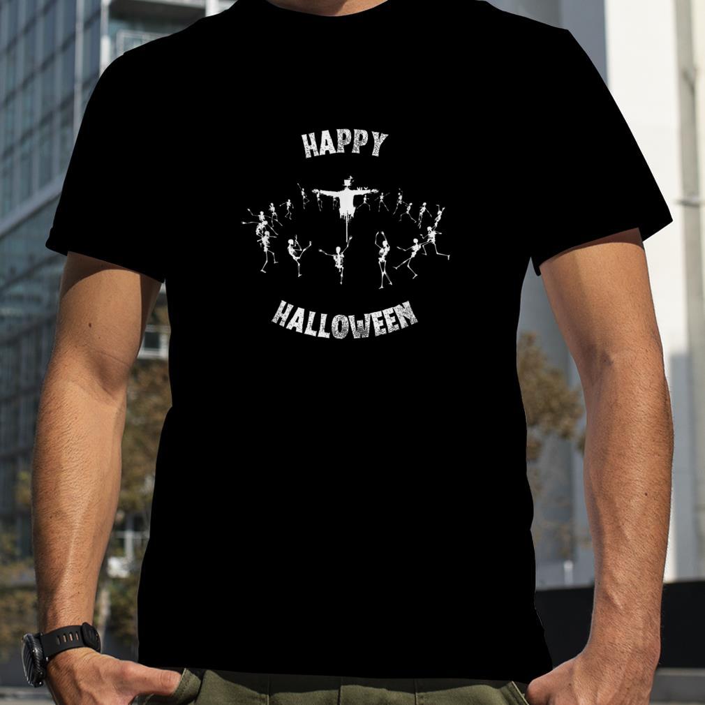 Halloween Party Skeletons Dance Around The Scarecrow T Shirt