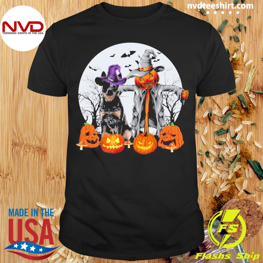 Halloween Scarecrow Blue Heeler Shirt
