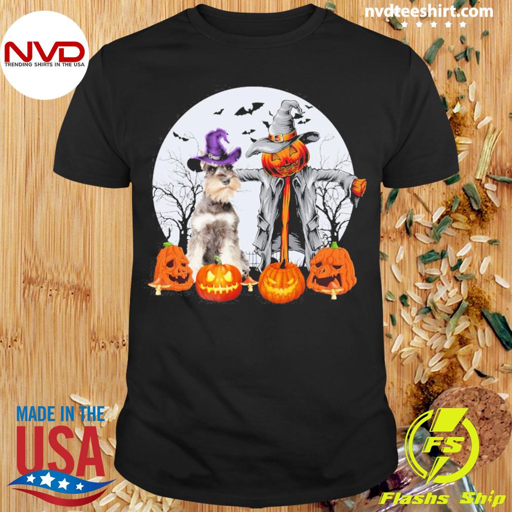 Halloween Scarecrow Grey Miniature Schnauzer Shirt