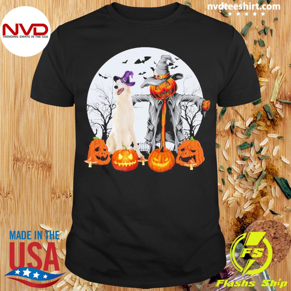 Halloween Scarecrow White Borzoi Shirt