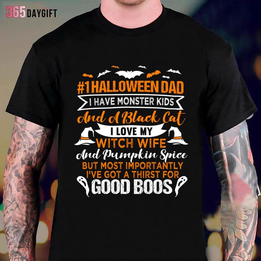 Halloween Single Dad Shirts I Have Monster Kids And Black Cat