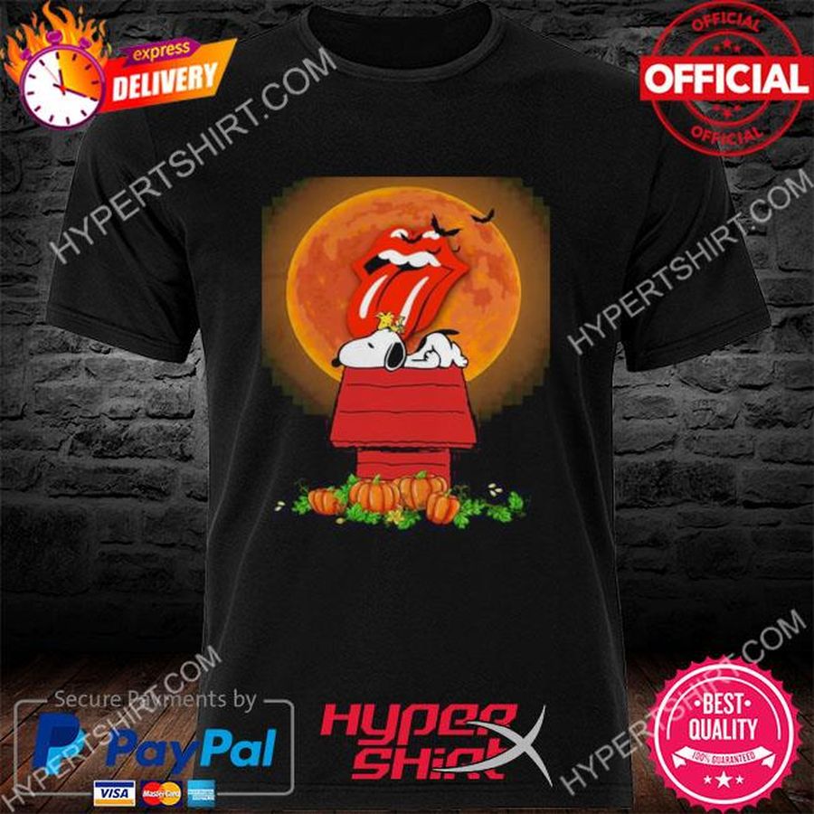 Halloween Snoopy and Woodstock Poster The Rolling Stones Pumpkin Moon 2022 shirt