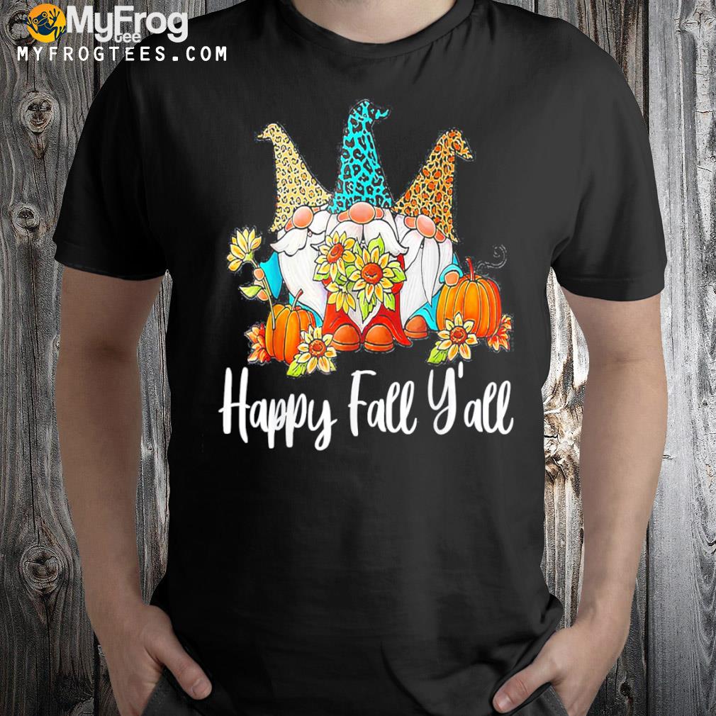 Happy fall y'all gnome leopard pumpkin autumn gnomes shirt