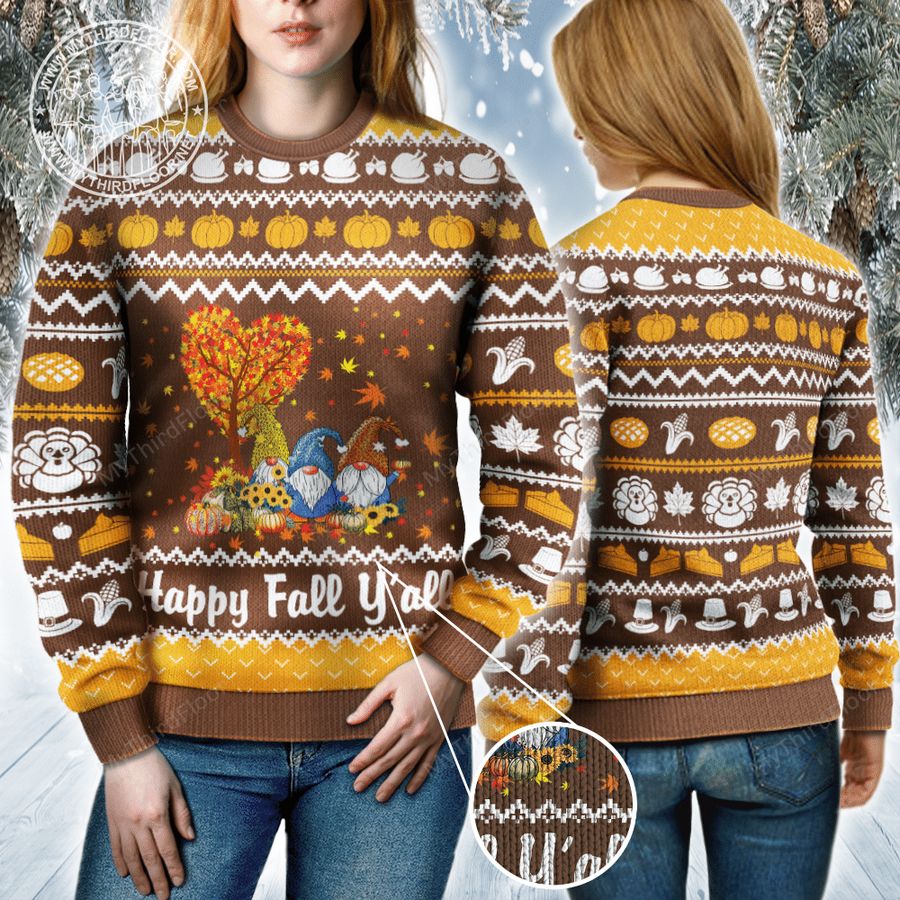 Happy Fall Y’all Thanksgiving Gift Ugly Christmas Sweater