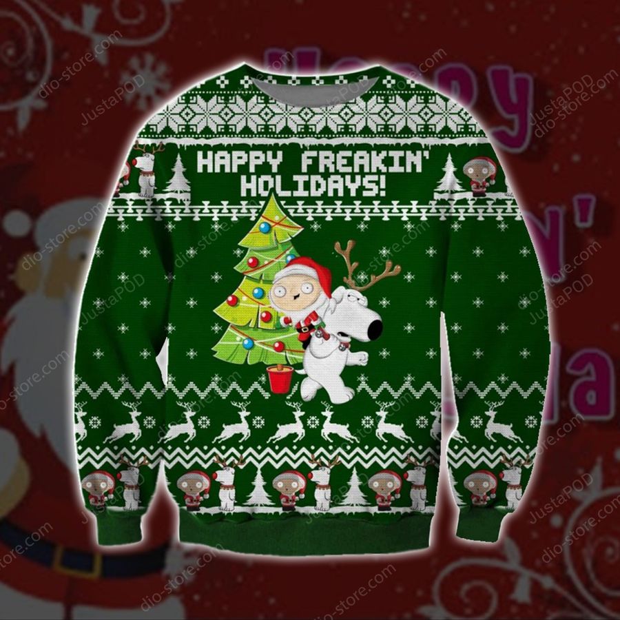 Happy Freakin Holidays Knitting Pattern For Unisex Ugly Christmas Sweater