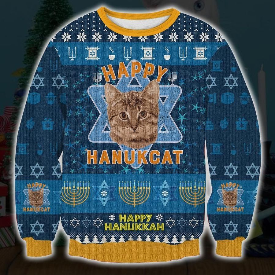 Happy Hanukcat Ugly Christmas Sweater - 2439