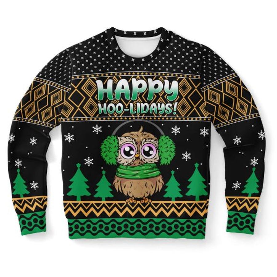 Happy Hoo Lidays Ugly Christmas Wool Knitted Ugly Sweater