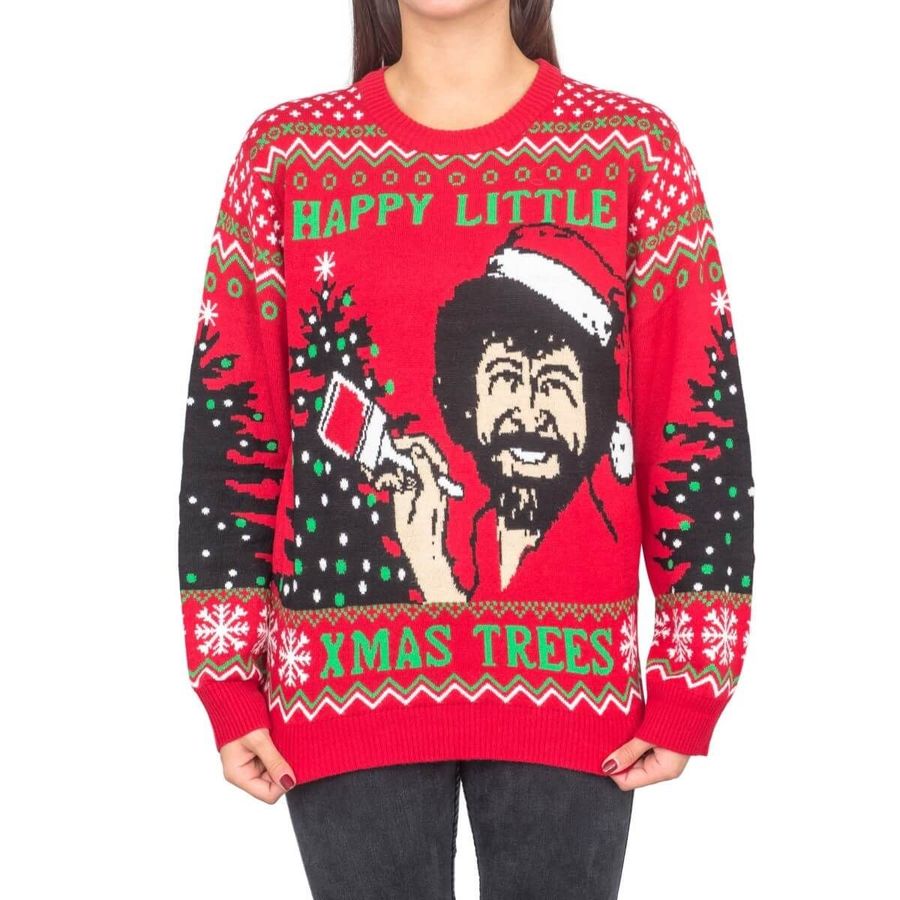 Happy Little Xmas Trees Ugly Christmas Sweater, All Over Print Sweatshirt, Ugly Sweater, Christmas Sweaters, Hoodie, Sweater
