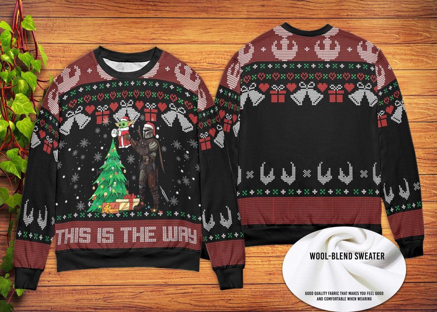 Happy Xmas The Mandalorian Baby Yoda Ugly Christmas Wool Knitted Sweater