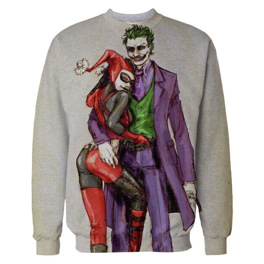 Harley Quinn & Joker Ugly Christmas Sweater, All Over Print Sweatshirt