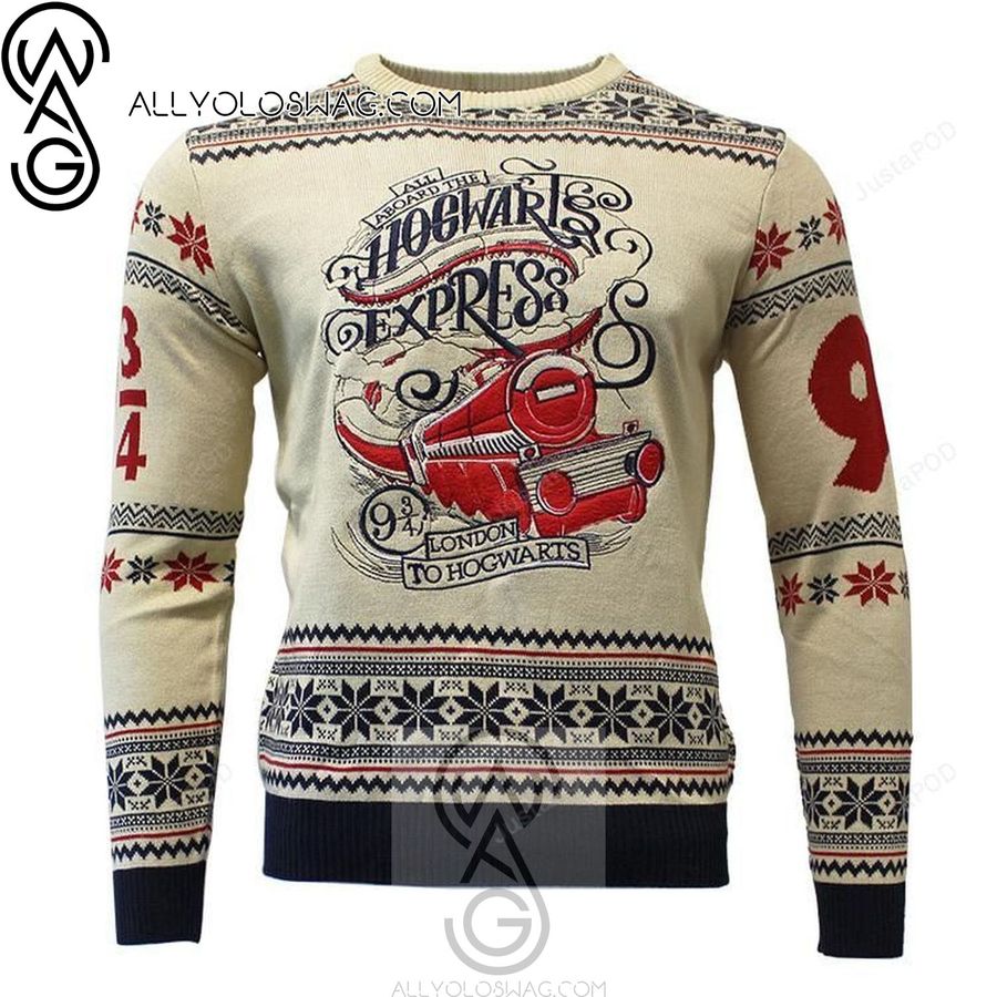 Harry Potter All Aboard The Hogwarts Express Knitting Pattern Ugly Christmas Sweater