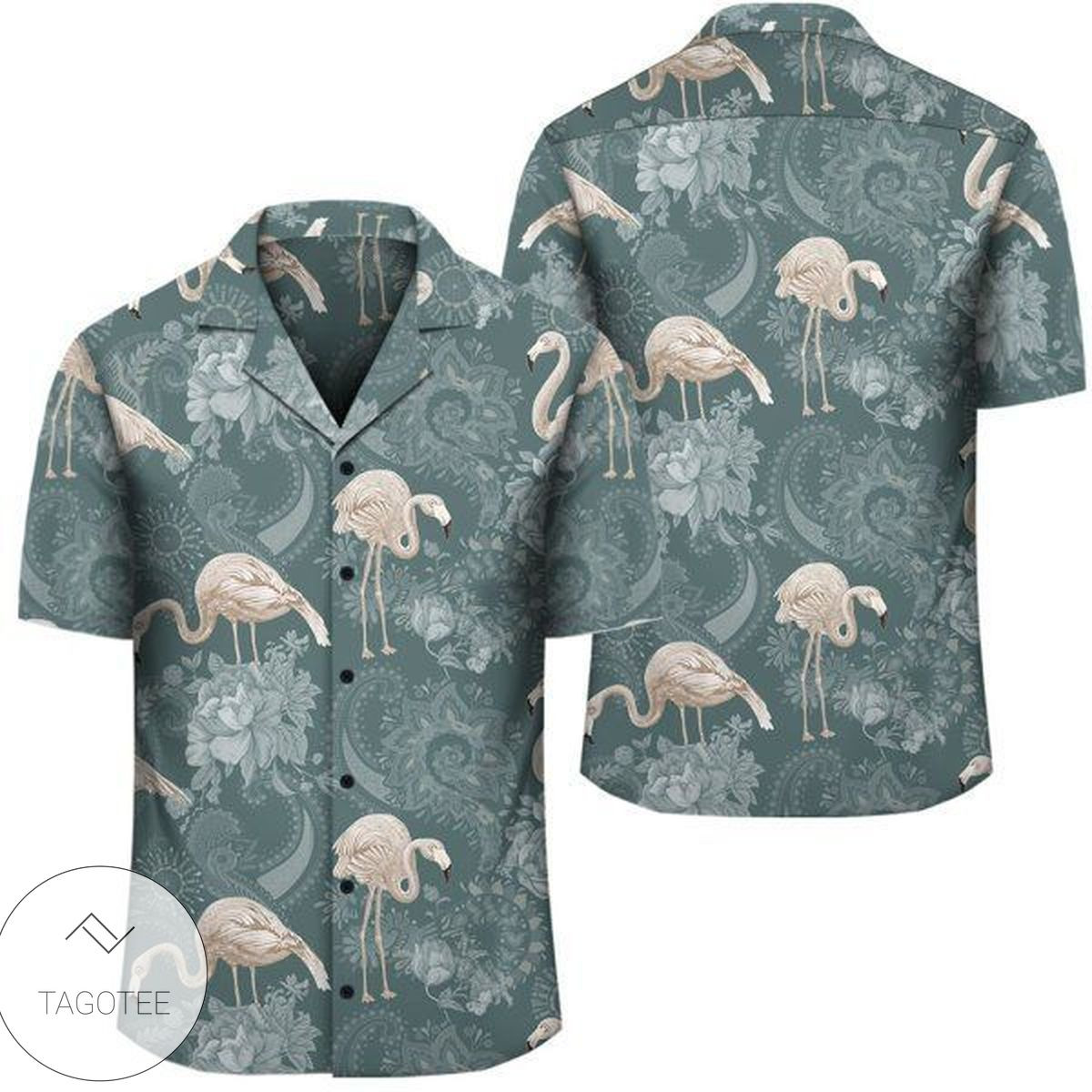 Hawaii Tropical Flamingos And Tropical Plants Hawaiian Shirt