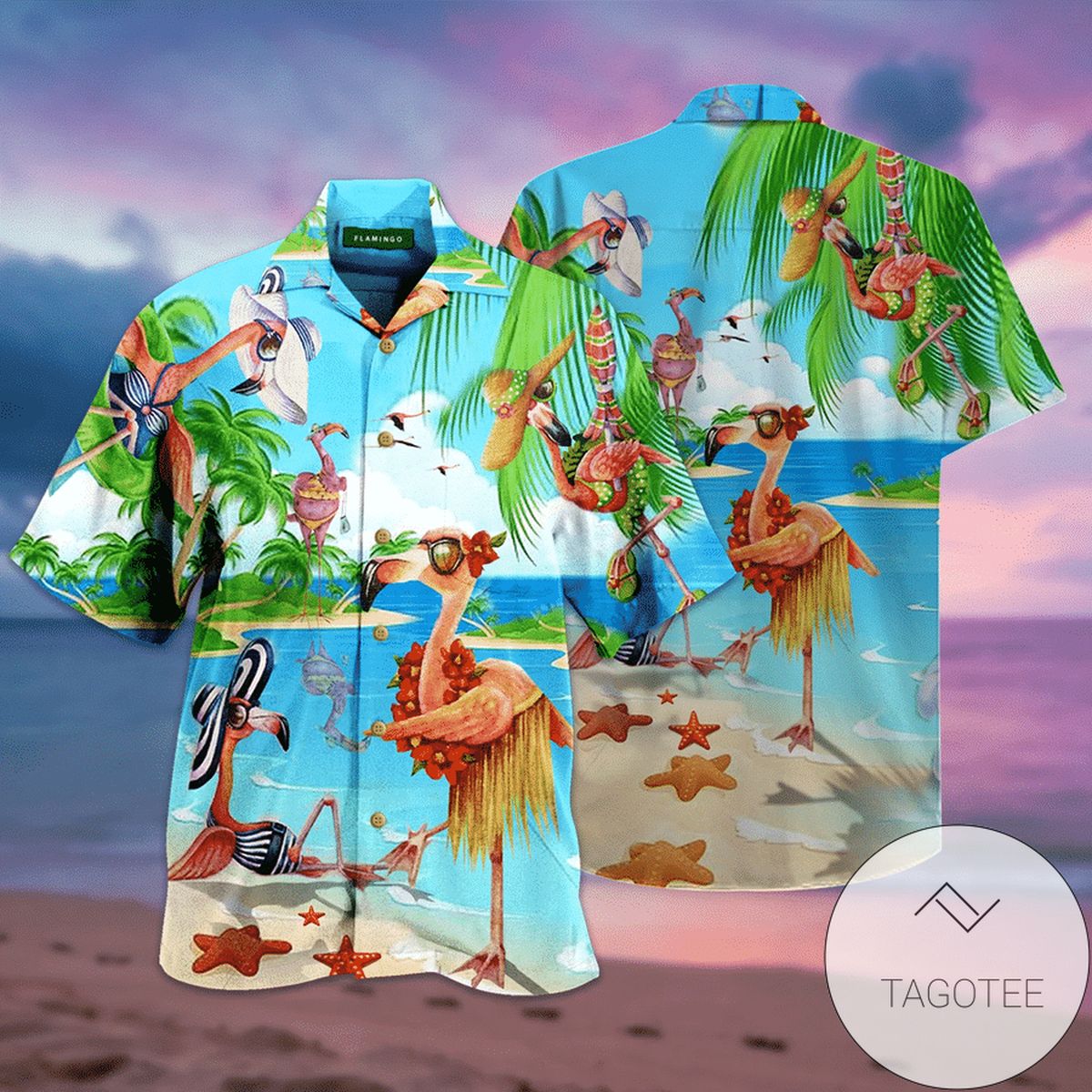 Hawaiian Aloha Shirts Flamingo Beach Day