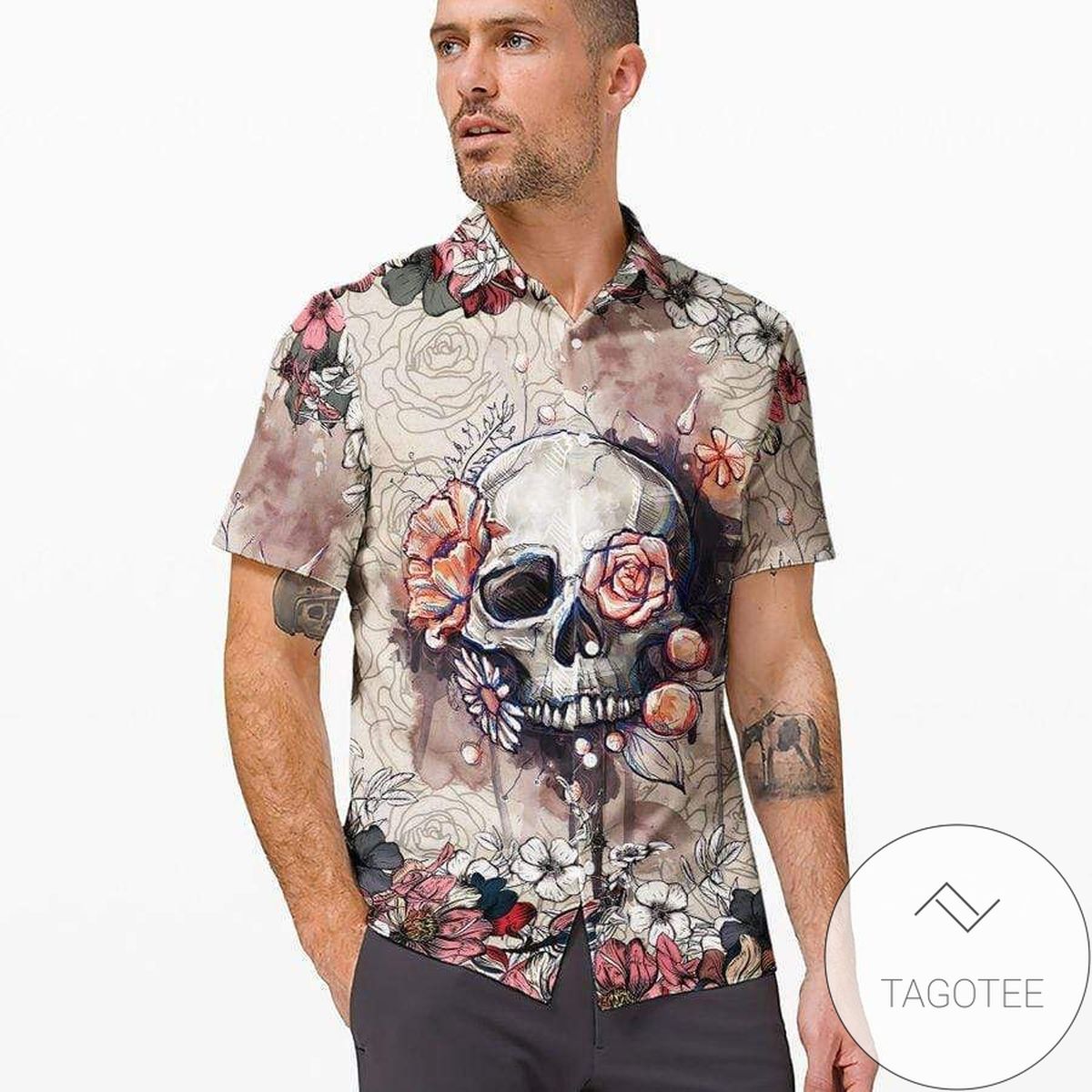 Hawaiian Aloha Shirts Skull Flower Dh