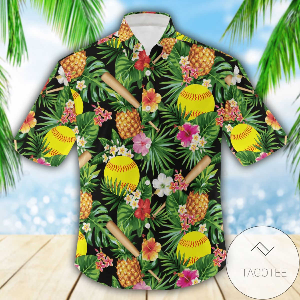 Hawaiian Aloha Shirts Softball Pineapple Tropical