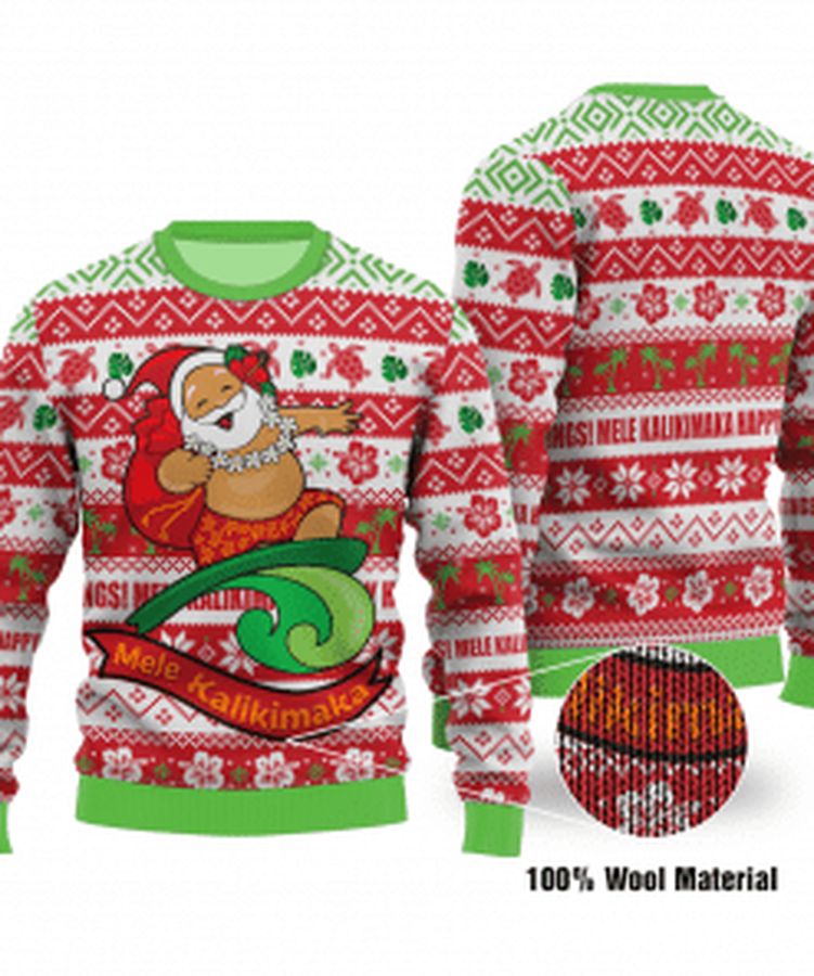 Hawaiian Santa Surfing Ugly Christmas Sweater, All Over Print Sweatshirt, Ugly Sweater, Christmas Sweaters, Hoodie, Sweater