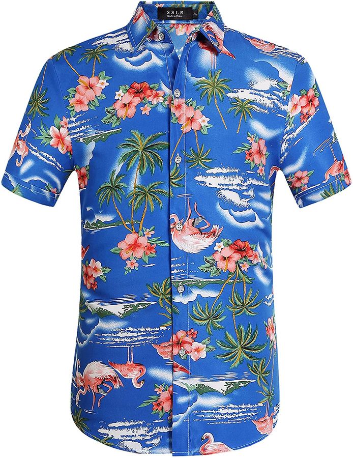 Hawaiian Shirt Flamingos Casual Short Sleeve Aloha Shirt