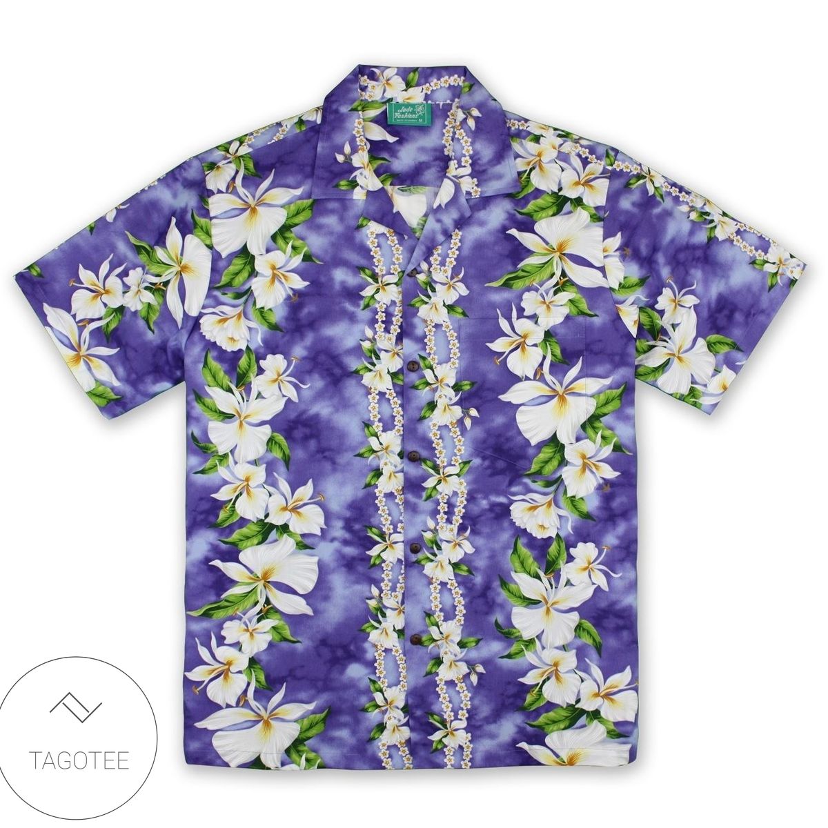 Hawaiian Shirt White Ginger Garden Purple