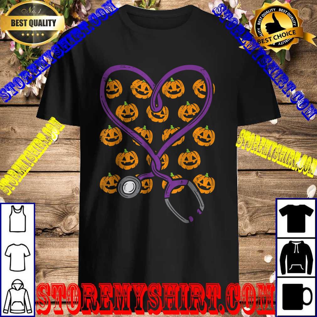 Heart Stethoscope Pumpkins Halloween Costume Nursing Nurse T-Shirt