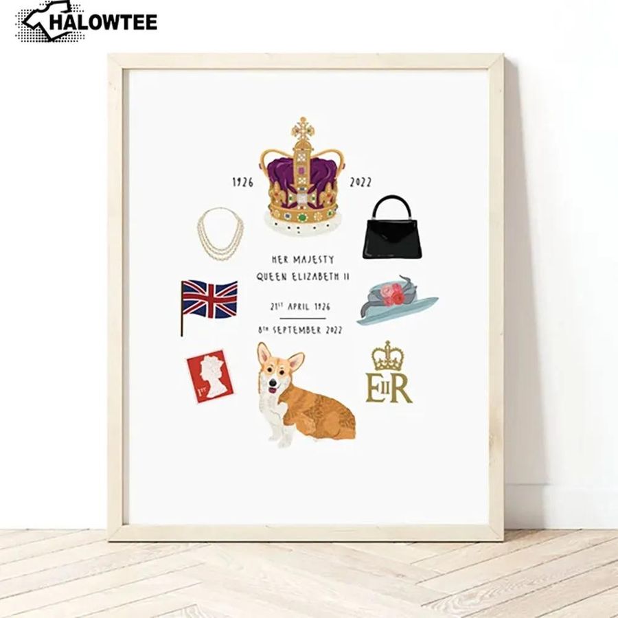 Her Majesty Queen Elizabeth Ii Memorial Poster Platinum Jubilee Wall Art Gift
