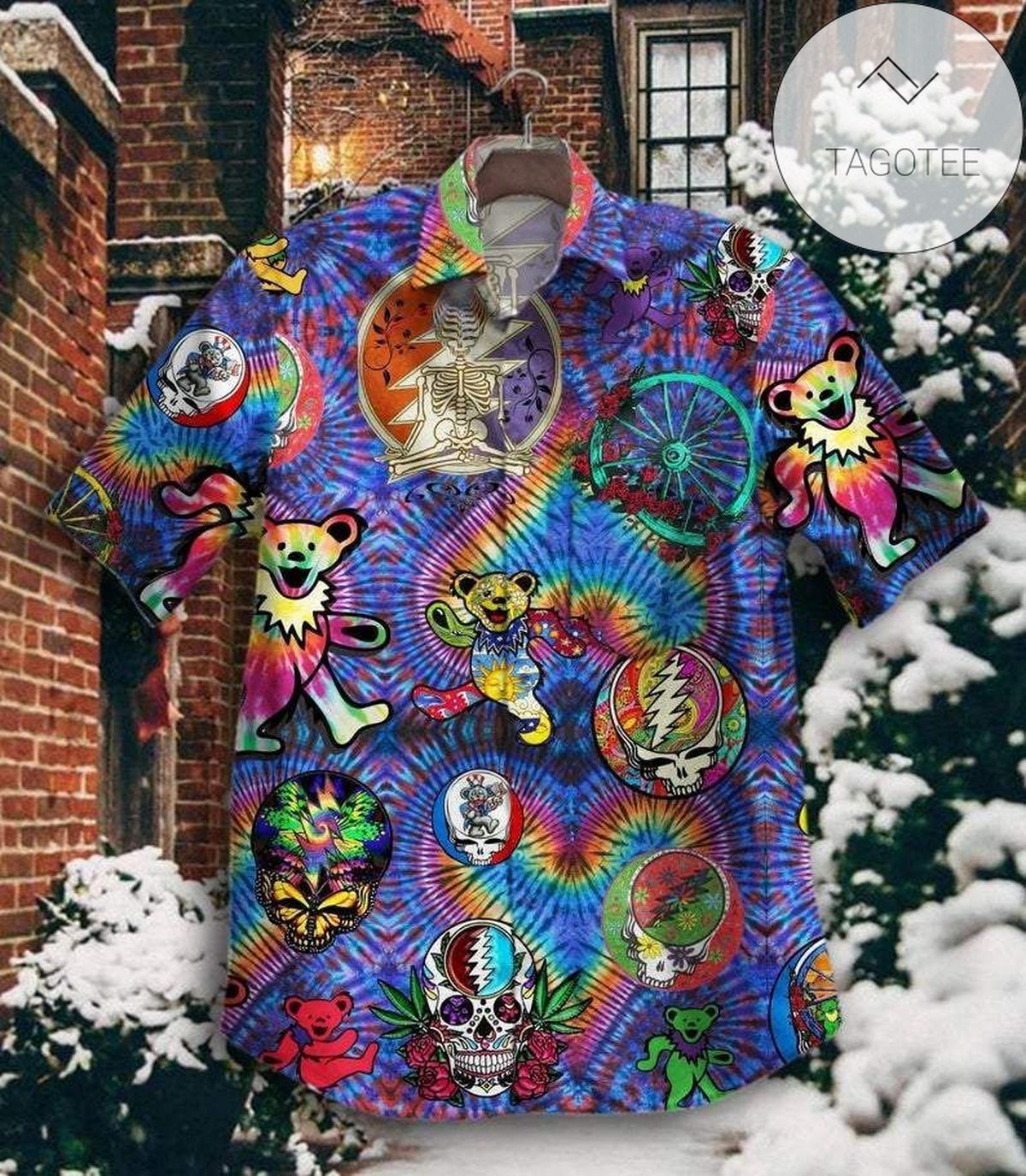 High Quality Bears Grateful Dead Tie Die Unisex Hawaiian Aloha Shirt