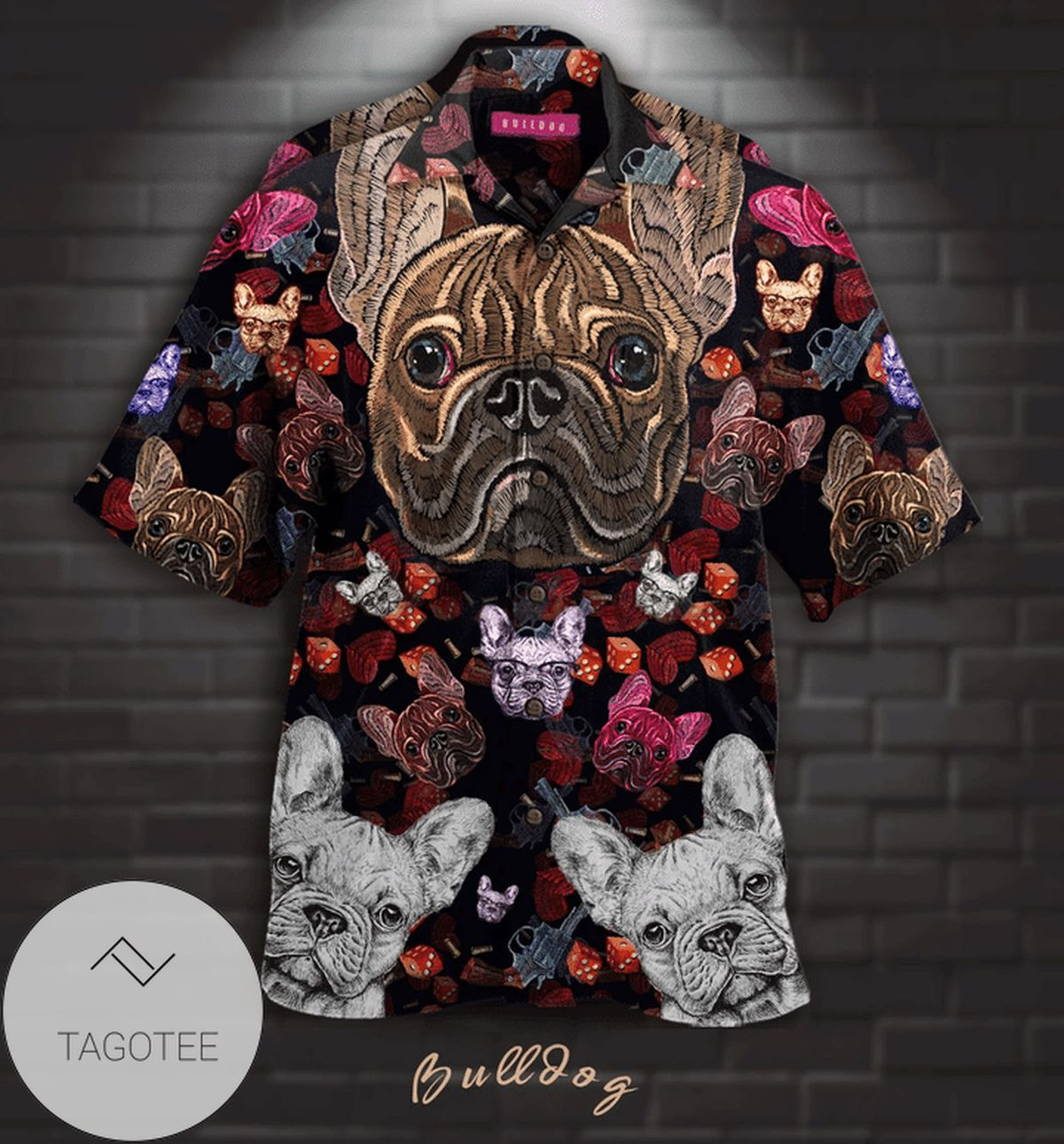 High Quality Bulldog Embroidery Authentic Hawaiian Shirt 2022