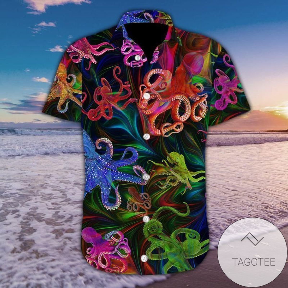 High Quality Colorful Octopus Tropical Full Authentic Hawaiian Shirt 2022s 179h