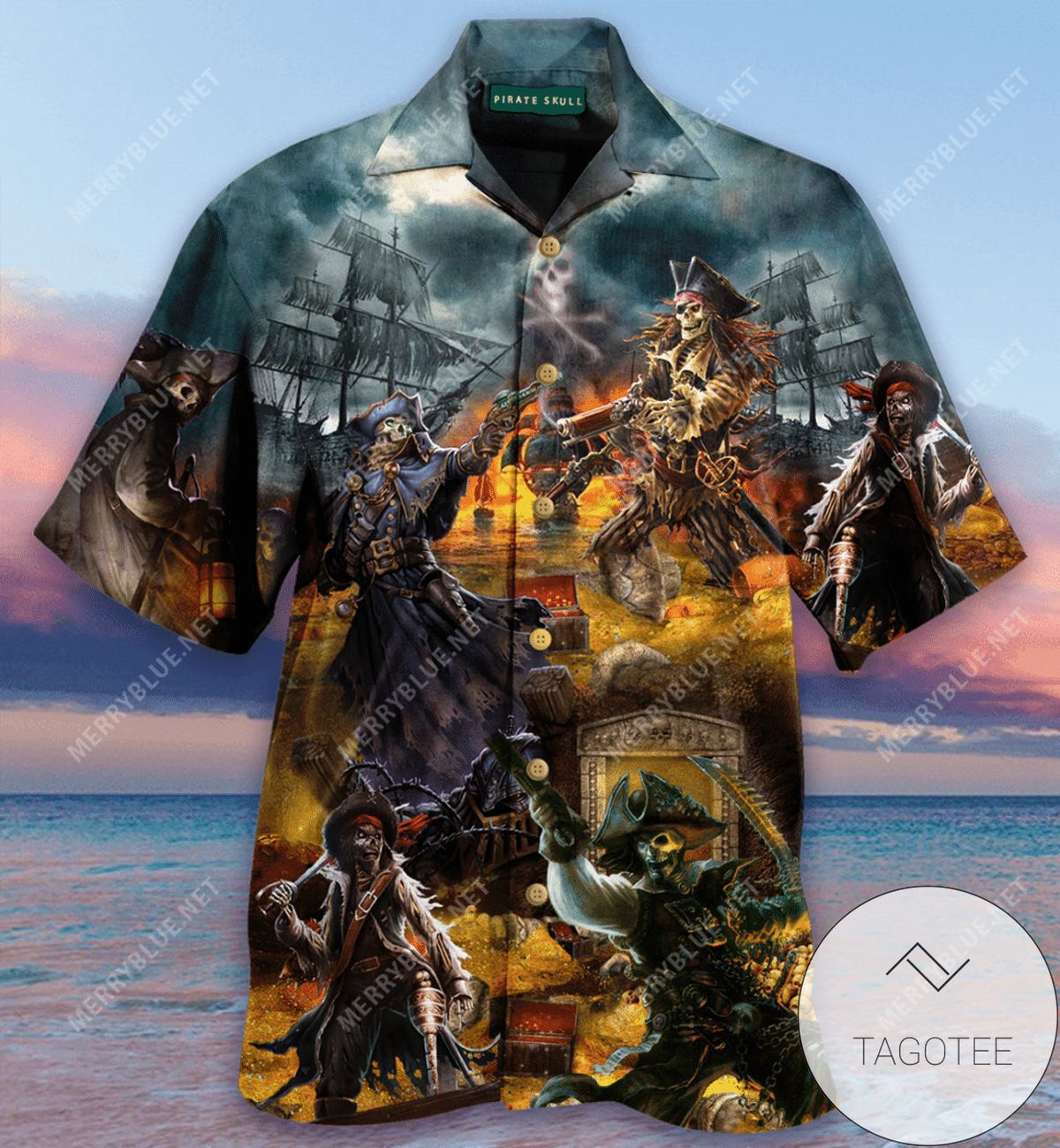 High Quality Pirate Skull Treasure Hunting Unisex Authentic Hawaiian Shirt 2022