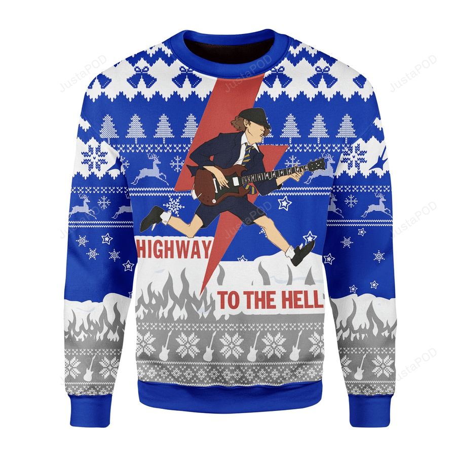 Highway To The Hell Ugly Christmas Sweater All Over Print