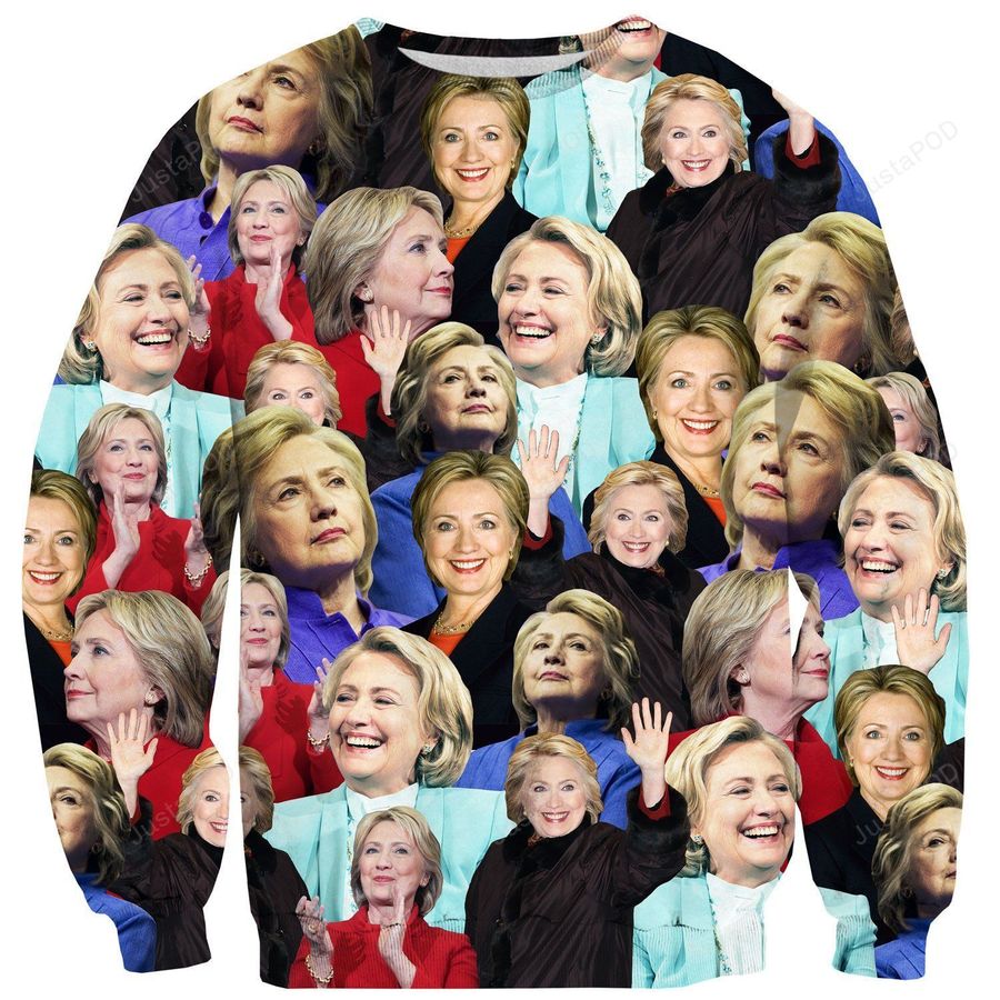 Hillary Clinton Face Ugly Sweater, Ugly Sweater, Christmas Sweaters, Hoodie, Sweater