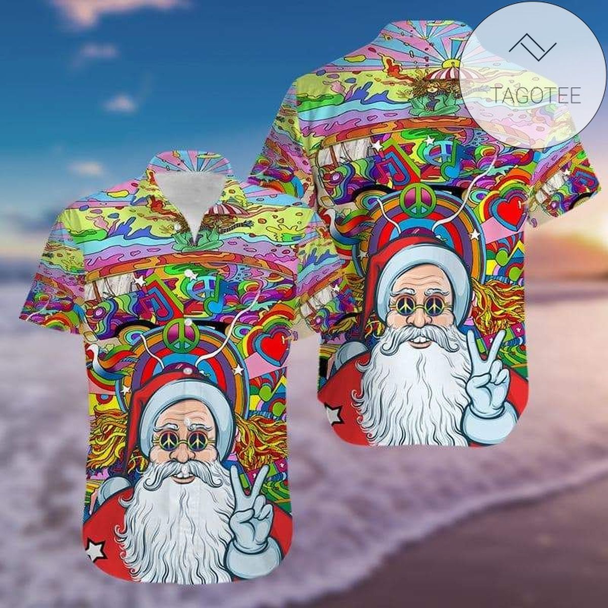Hippie Santa Claus Hawaiian Aloha Shirts