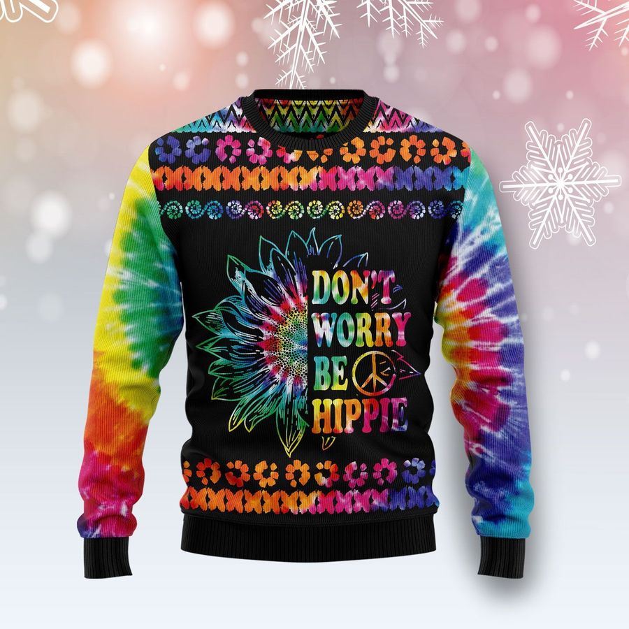 Hippie Tie Dye Color Christmas Ugly Sweater Ugly Sweater Christmas