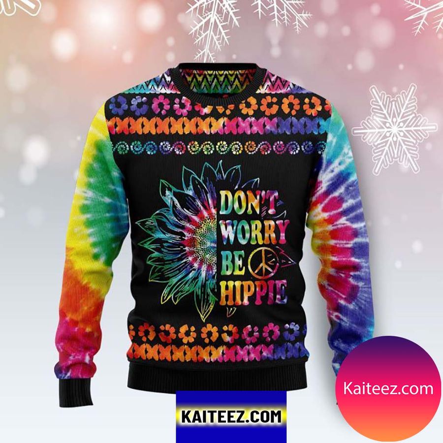 Hippie Tie Dye Color Christmas Ugly Sweater