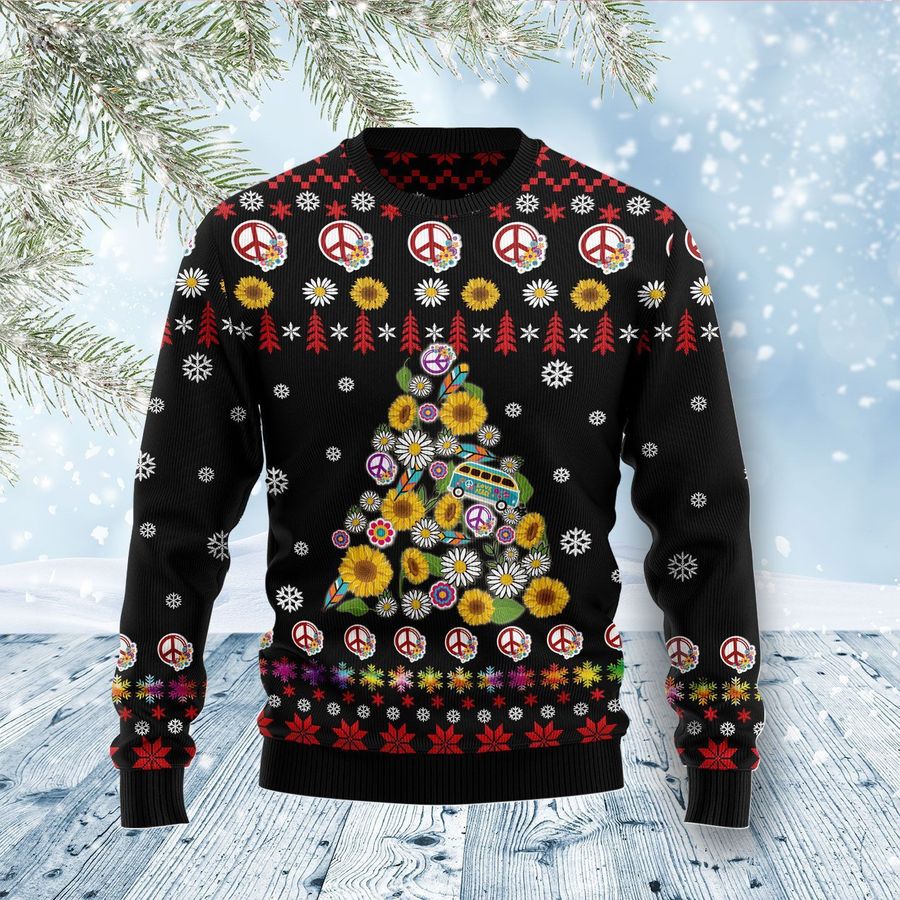 Hippie Tree Xmas Christmas Ugly Sweater Ugly Sweater Christmas Sweaters