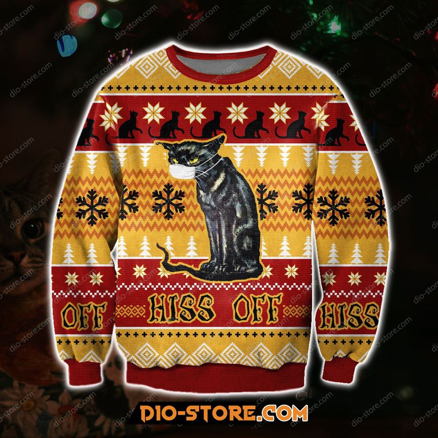 Hiss Off Cat For Unisex Ugly Christmas Sweater All Over