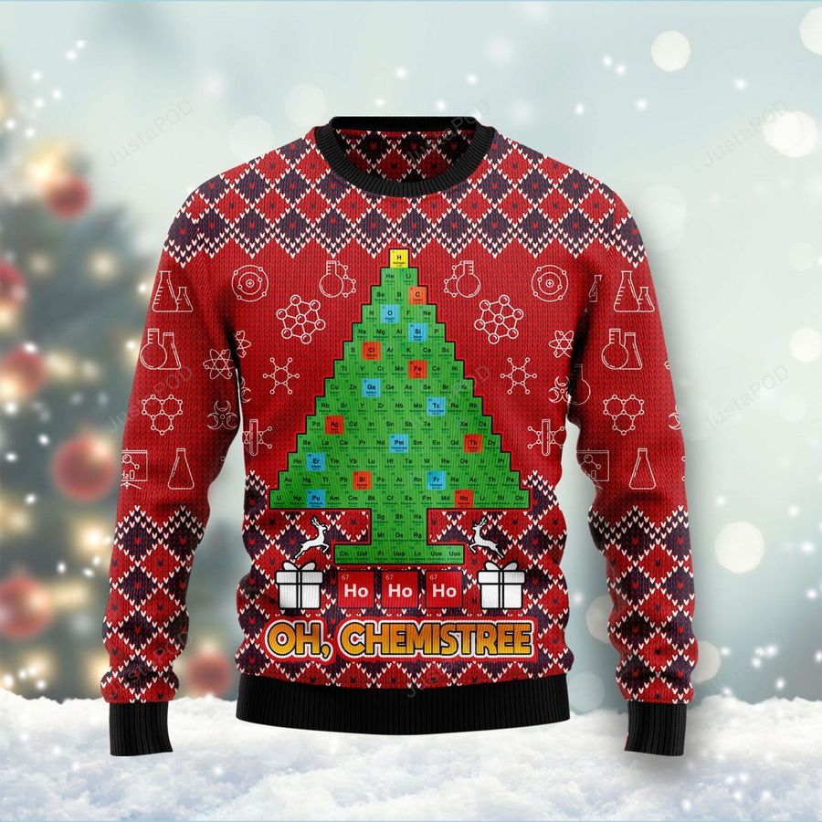 Ho Ho Ho Oh Chemistree Periodic Table Ugly Christmas Sweater