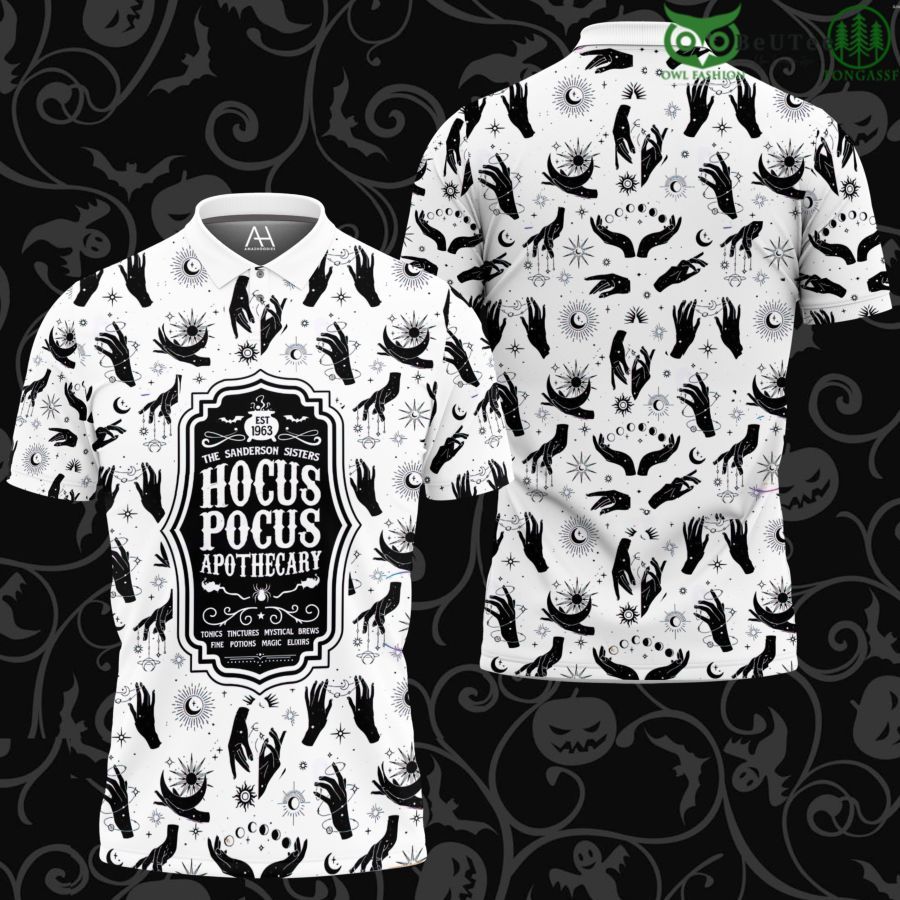 Hocus Pocus Apothecary Black Hand Halloween Polo Shirt