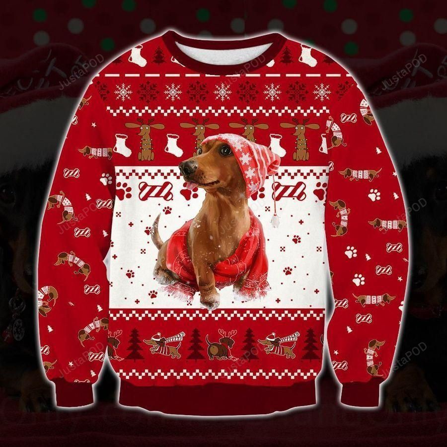 Holiday Dachshund Ugly Christmas Sweater All Over Print Sweatshirt Ugly