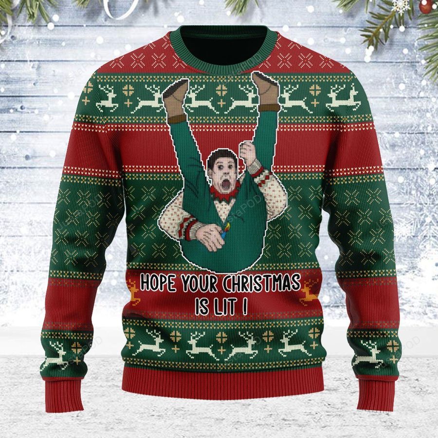 Hope Your Christmas Is Lit Ugly Christmas Sweater, All Over Print Sweatshirt, Ugly Sweater, Christmas Sweaters, Hoodie, Sweater