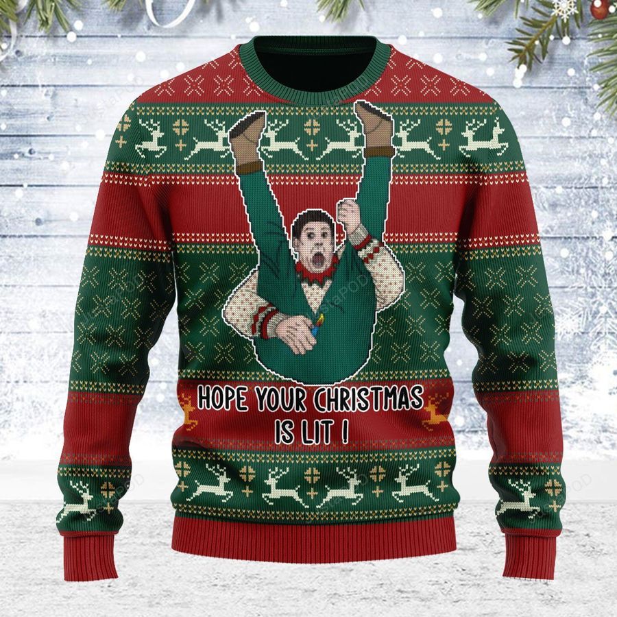 Hope Your Christmas Is Lit Ugly Christmas Sweater All Over