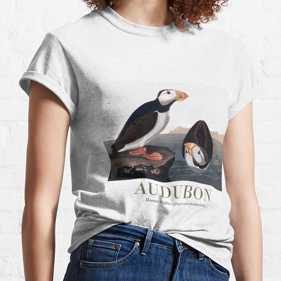 Horned Puffin by John James Audubon Classic T-Shirt