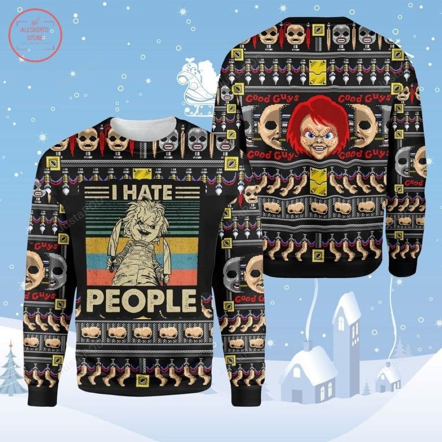 Horror Chunky Ugly I Hate People Ugly Christmas Sweater All