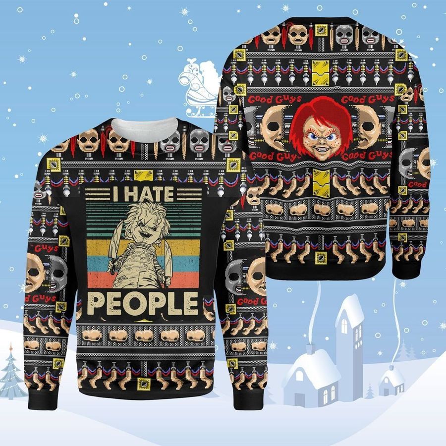 Horror Doll I Hate People For Fans Ugly Christmas Sweater