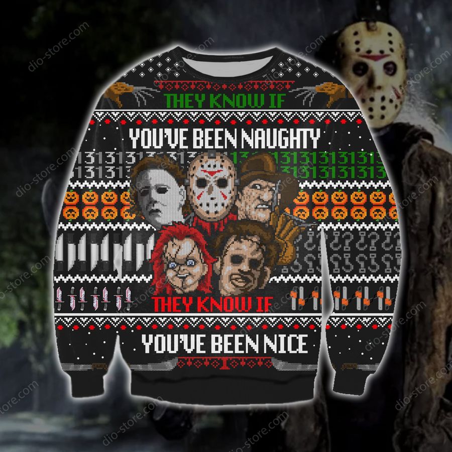 Horror Knitting Pattern 3D Print Ugly Sweater Hoodie All Over Printed Cint10508, All Over Print, 3D Tshirt, Hoodie, Sweatshirt, Long Sleeve