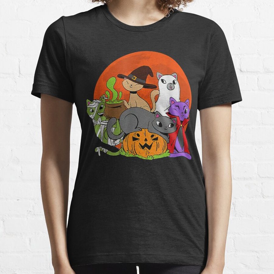Horror Movies I Cat Lover Funny Halloween Cat Raglan  Essential T-Shirt